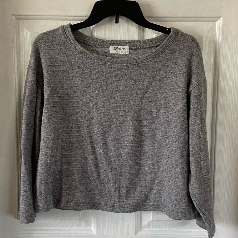 Sam & Lavi Gray Sweater Boxy Horizontal Ribbing Size Small